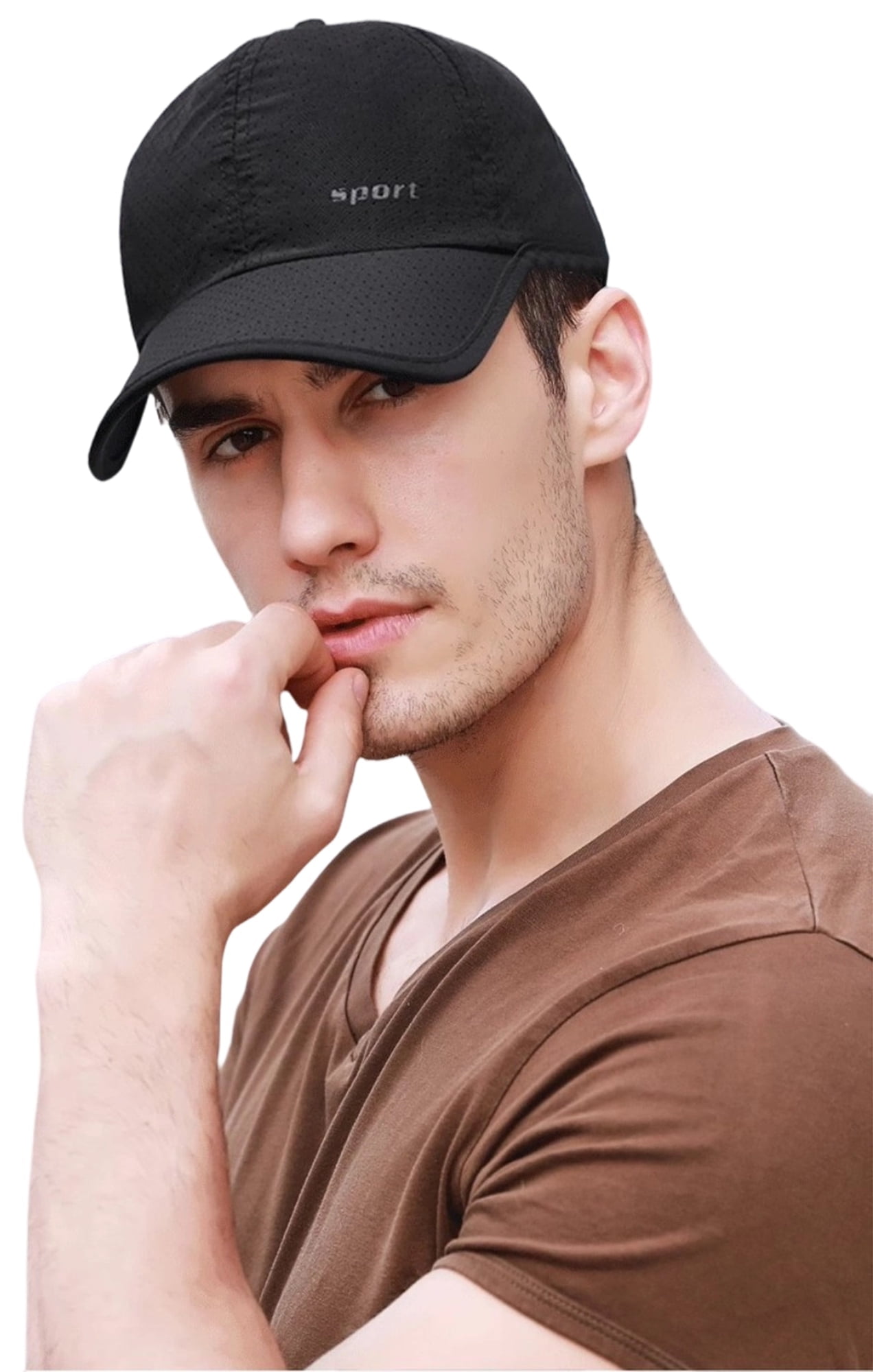 Quick Drying Baseball Cap, Mesh Cooling Hat, Ultra Lightweight UV Protection Sun Hat for Men and Women Outdoor Sports Running Hat, Black