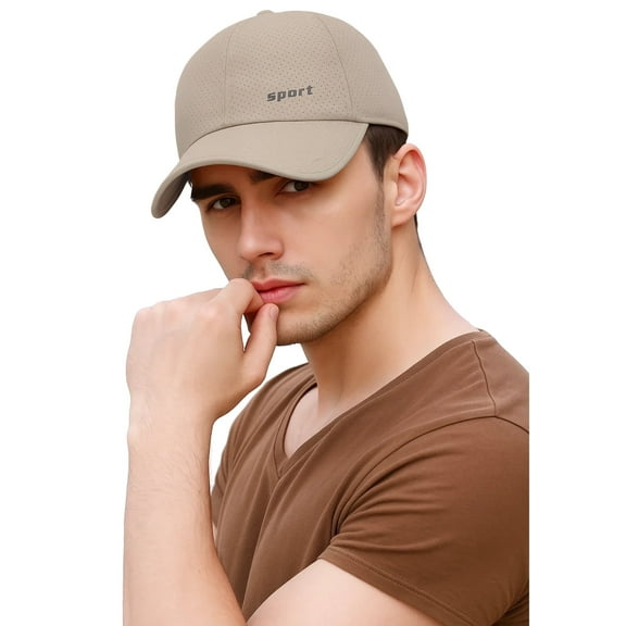 Quick Drying Baseball Cap, Mesh Cooling Hat, Ultra Lightweight UV Protection Sun Hat for Men and Women Outdoor Sports Running Hat, Khaki