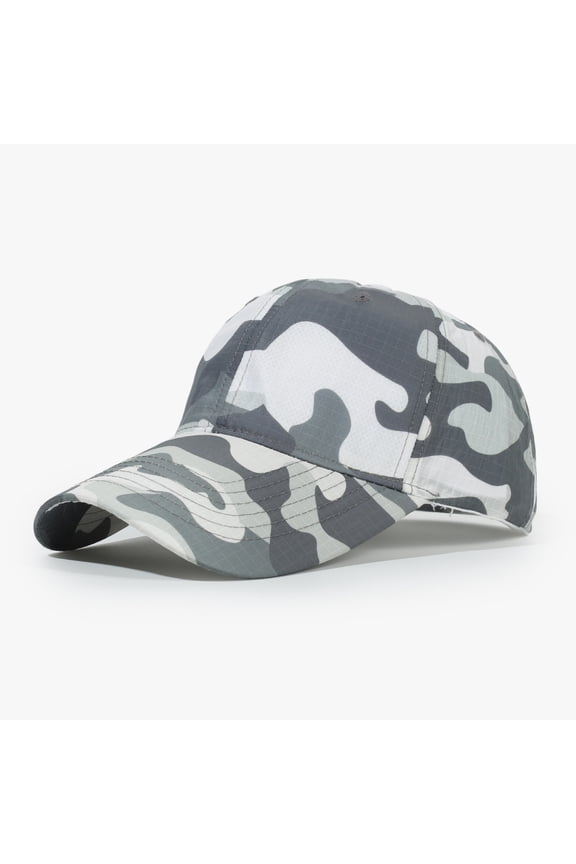 Quick-Drying Baseball Cap Unisex Adjustable Snapback Camo Sun Hat Multicam Style Caps for Hunting Fishing Camping White One Size