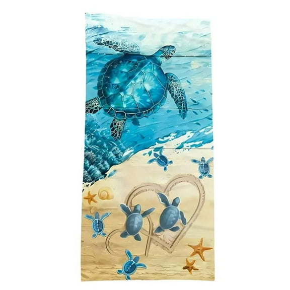 Quick-Drying Beach Towel with Sea Turtle Pattern,Soft and Absorbent,B