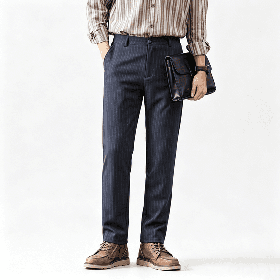 GINGTTO Men‘s Stretch Pinstripe Chino Pants, Slim Fit