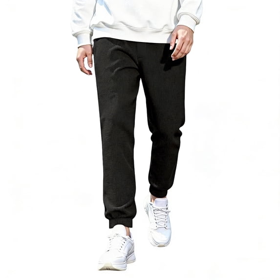 GINGTTO Men's Cotton Fleece-Lined Jogger Pants, Elastic Waist with Drawstring, Tapered Leg, 4 Pockets Sweatpants