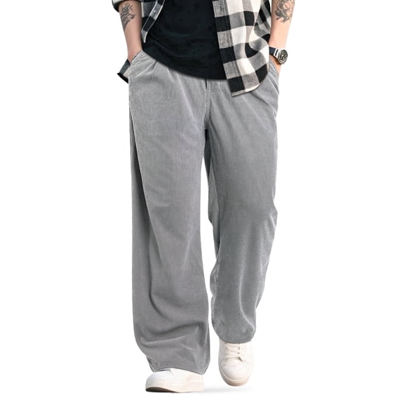 GINGTTO Men's Casual Fashion Soft Corduroy Wide-Leg Pants