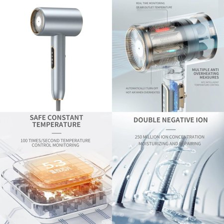 Quick Drying Hair Dryer Innovative Concept Safe Constant Temperature Double Negative Ion High Definition Gear Screen Display