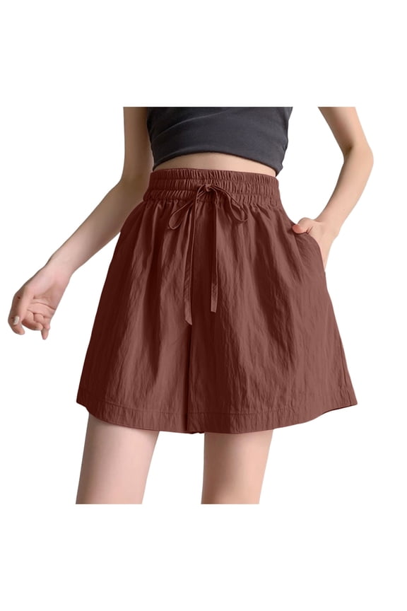 Quick Drying Ice Silk Texture Three Quarter Shorts Large Size High Waisted Thin Loose Wide Leg Pants