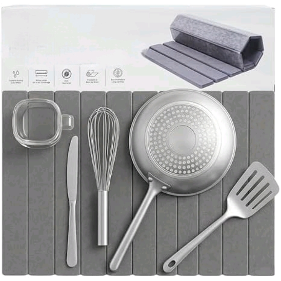 Quick Drying Large Stone Drying Mat for Kitchen Counter, Collapsible Dish Drying Rack, Diatomaceous Earth Dish Drying Mat, Durable Drying Stone, Practical Dish Drying Mats