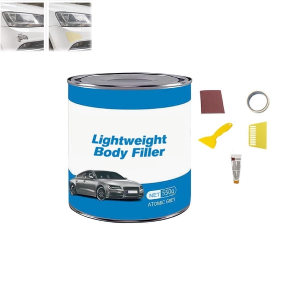 Quick-Drying Lightweight Body Filler Kit - Quick-Drying Fiberglass Auto Body Filler with Hardener for Car Repair -Suitable for dents and Scratches (550g,Upgrade)