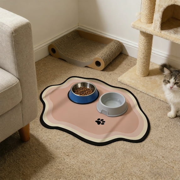 Quick-Drying Pet Feeding Mat, Super Absorbent Dog Bowl Mat for Food and Water, Non-Slip Rubber Backing Waterproof Pet Place Mat, Mess-Free Floor Protector for Cats and Dogs, 16x12"