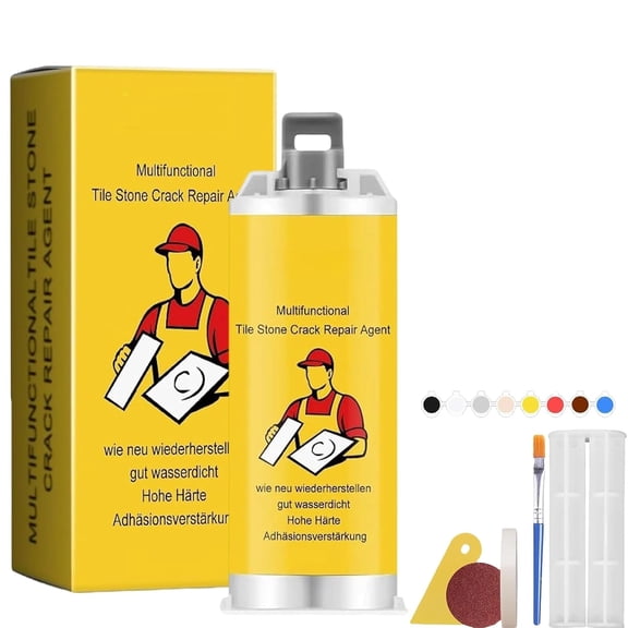 Quick-Drying Tile Repair Glue, Complete Tool Kit for DIY, Fix Cracks Permanently in Minutes, Multifunctional Tile Stone Crack Repair Kit for Fix Bathtub Chip Countertop Porcelain