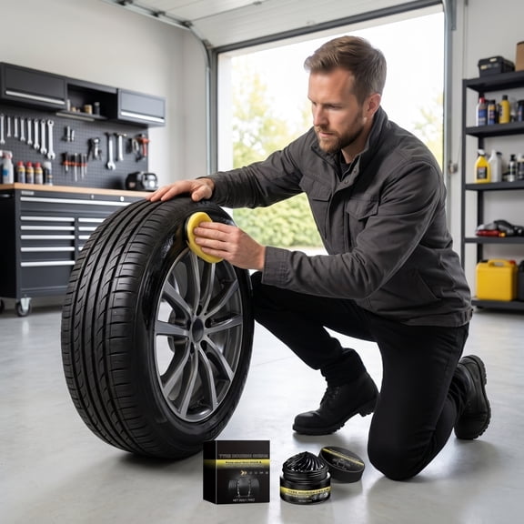 Quick-Drying Tire Nourish Cream 50g, Auto Care Polish for Tires, Faux Leather & Dashboards