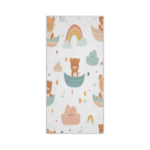 Quick-Drying Towel 30 x 15 Inch Bath Towels Sport Towel Water Absorption Easy to Store and Carry Cool Cartoon Rainbow Bear