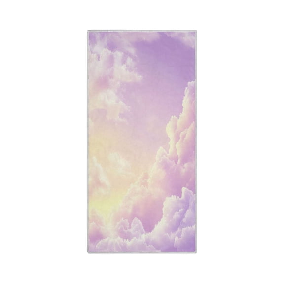 Quick-Drying Towel 30 x 15 Inch Bath Towels Sport Towel Water Absorption Easy to Store and Carry Pretty Purple Cloud