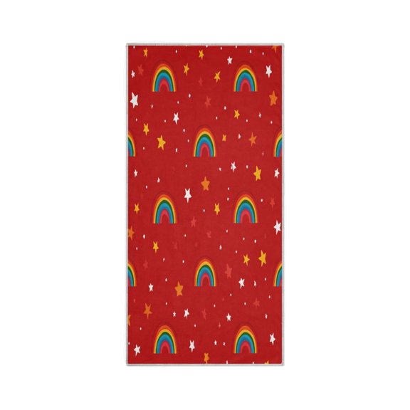 Quick-Drying Towel 30 x 15 Inch Bath Towels Sport Towel Water Absorption Easy to Store and Carry Red Rainbow