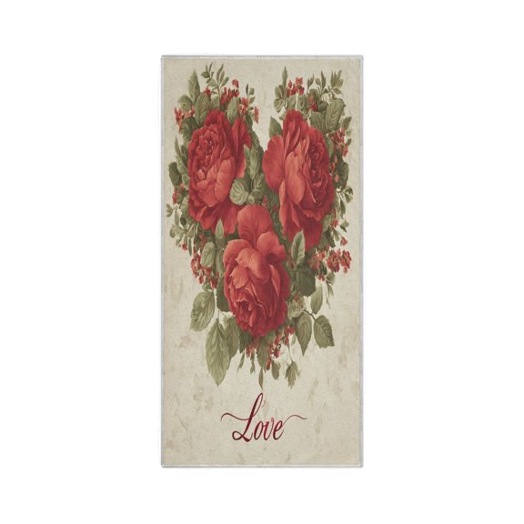 Quick-Drying Towel 30 x 15 Inch Bath Towels Sport Towel Water Absorption Easy to Store and Carry Three Valentine's Day Roses