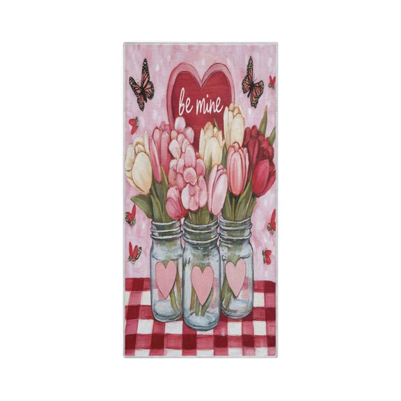 Quick-Drying Towel 30 x 15 Inch Bath Towels Sport Towel Water Absorption Easy to Store and Carry Valentine's Day Flower Pattern