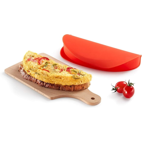 Quick & Easy Microwave Omelette Maker 100% Platinum Silicone Red Egg Cooker Heat Resistant Dishwasher Safe with Recipe Book