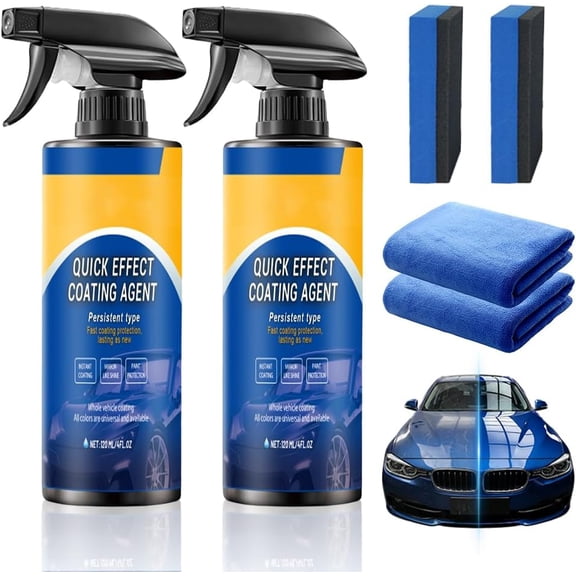 Quick Effect Car Coating Spray, Waterless Car Wash & Polish, Quick Effect Coating Agent for Cars, Gloss Shine & Paint Protection Spray for Auto Glass Plastic (2pcs)
