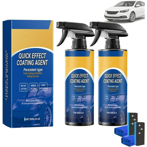 Quick Effect Coating Agent For Car (2 Pcs) – Multi-Functional 3 In 1 Coating Renewal Spray with Long-Lasting Protection & Waterless Wash