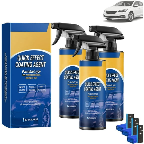 Quick Effect Coating Agent For Car (2 Pcs) – Multi-Functional 3 In 1 Coating Renewal Spray with Long-Lasting Protection & Waterless Wash