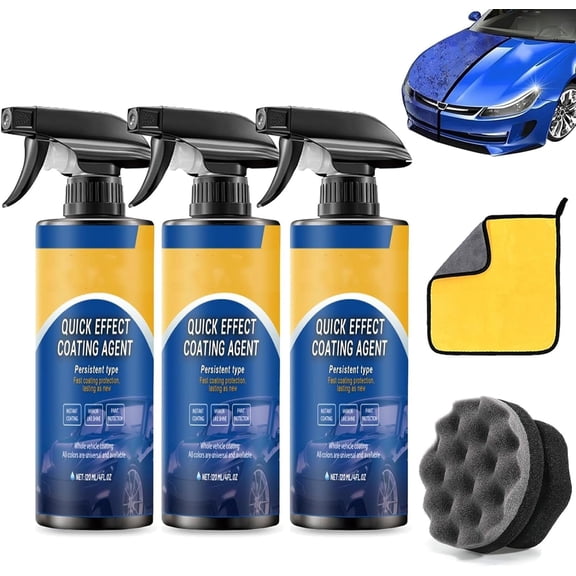 Quick Effect Coating Agent for Car, Waterless Car Quick-acting Coating Agent Spray, Upgraded 3 in 1 High Protection Quick Car Coatings Spray (3PCS)