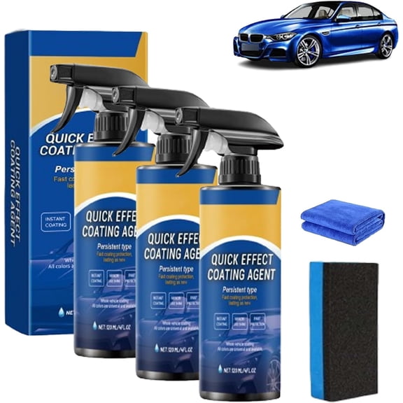 Quick Effect Coding Agent for Cars, Car Coating Spray from Germany, 3-in-1 Quick-Acting Car Coating Agent, Waterless Wash Wax with Hydrophobic Shield(3PCS)