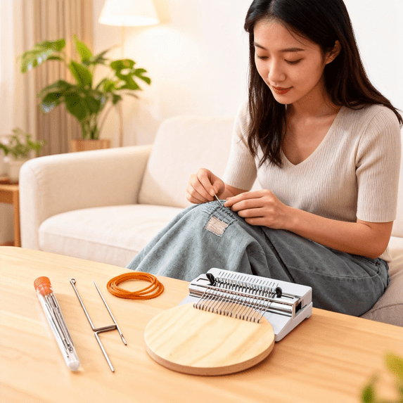 Quick Fabric Mending Loom Kit, Mini Patchmaker Tool for DIY Sewing, Ideal for Weaving, Knitting, and Patchwork Fabric Repair(28 Needles)