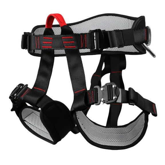 Quick-Fasten Professional Climbing Harness - Thickened Belts for Enhanced Comfort and Safety in Rock Climbing, Rappelling, Tree Walking, and Outdoor Adventures, Sleek Black Harness