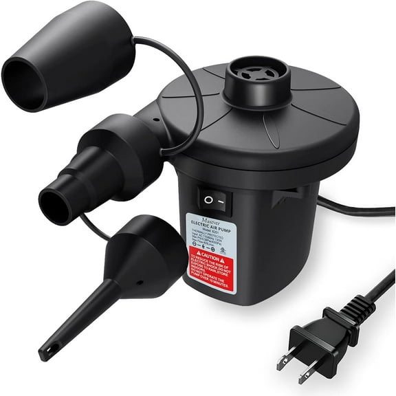 Quick-Fill Electric Air Pump with 3 Nozzles, AC 110V-120V Portable Inflator Deflator for Inflatables Pool Float Toys Air Mattress Bed Couch Swim Ring Tube Raft