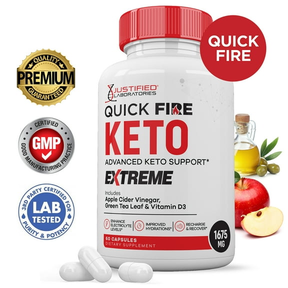 Quick Fire Keto ACV Extreme Pills 1675mg Alternative to Gummies Dietary Supplement 60 Capsules