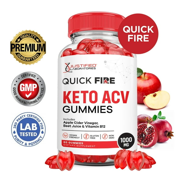 Quick Fire Keto ACV Gummies 1000MG Dietary Supplement 60 Gummys