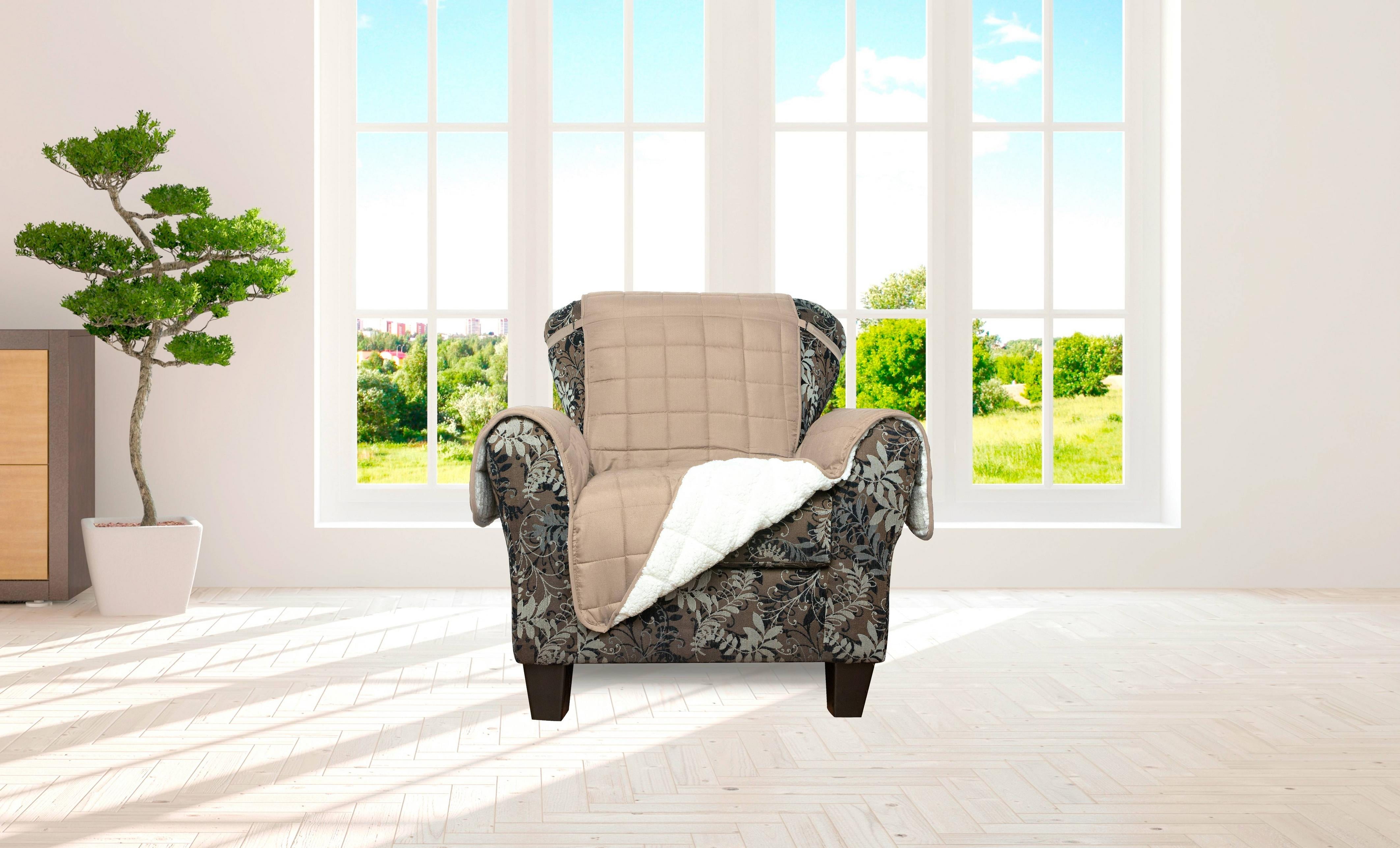 Quick Fit Chair Pet-Friendly Slipcovers Solid Polyester Slipcovers, Taupe