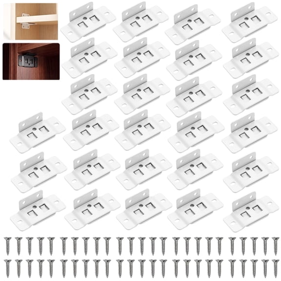 Quick Fitting Furniture Joint Bracket, 27 Pcs Heavy Duty Stainless Steel L Shape Joint Fixing Brackets with Screws, Heavy-Duty Corner Brackets for Cabinets, Tables & Chairs Repair Kit(White)