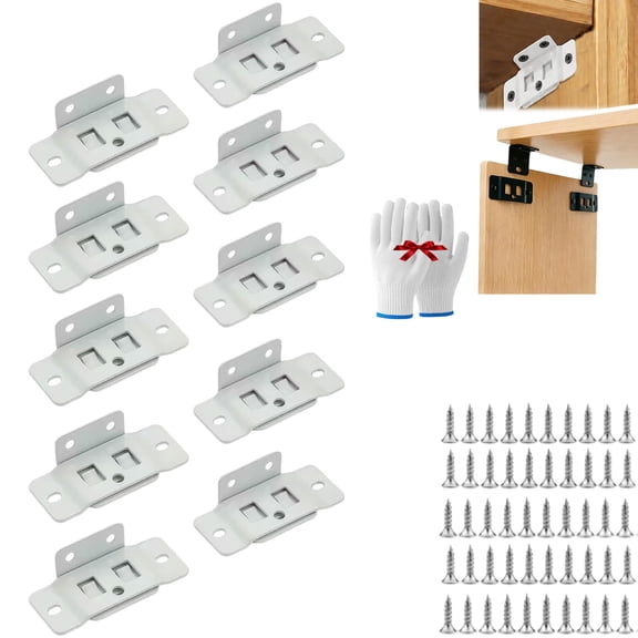 Quick Fitting Furniture Joint Bracket, Heavy-Duty Stainless Steel Corner Brackets,2-in-1 Locking Removable Table Brackets for Cabinets, Tables, Chairs (White, 10PCS)