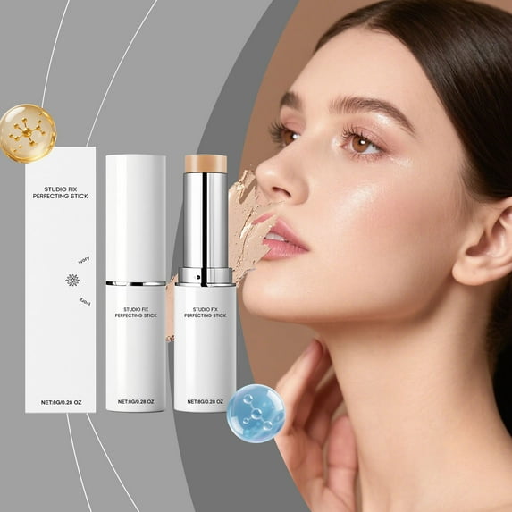Quick Fix Full Coverage Concealer, Long-Lasting Concealer Foundation Stick, Full Coverage Foundation Stick, Sweat-Proof Concealer for Dark Circles & Contouring, 8g Hydrating Makeup Stick (Natural)