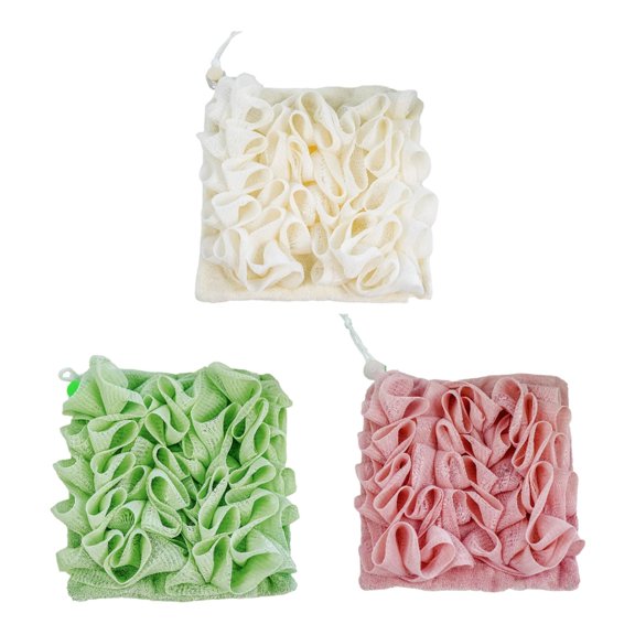 Quick Foaming Bath Puff Ball with Soap Storage Bag for Everyday Bath Shower Essential Homes Bathing Accessory 3PCS
