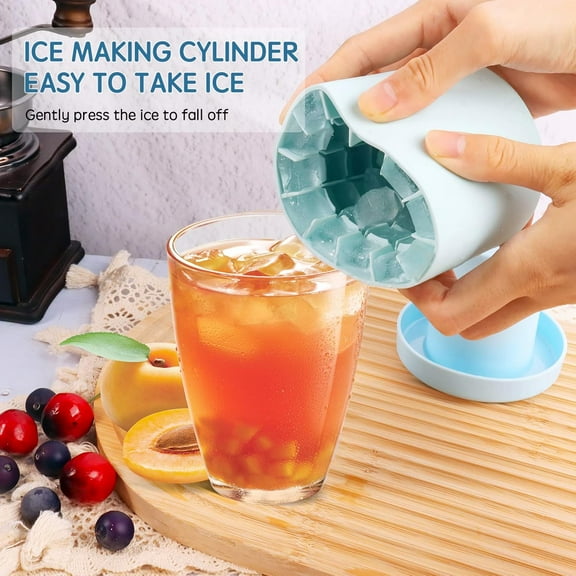 Quick Freezer Silicone Ice Cube Mold, Cylinder Silicone Ice Cube Molds,Small Ice Maker Cup,Easy To Use And Durable,Up to 60 Easy-Release Cube