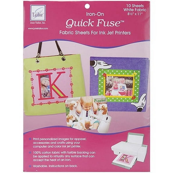 Quick Fuse Iron-On Ink Jet Fabric Sheets, White, 10pk