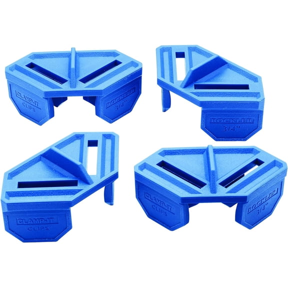 Quick Grip Corner Clamp Clips (Blue, 4 Pack) - Polypropylene 90 Degree Angle Clamps Clips - Corner Clamps for Woodworking to Lock onto 3/4” Boards – Ideal Corner Tool for Driving Nails & Screws