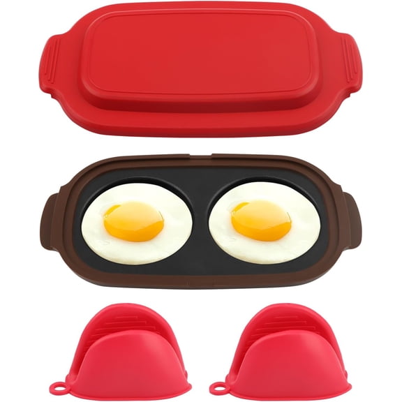 Quick-Heat Microwave Egg Cooker & Poacher, Non-Stick 2 Eggs Maker for Breakfast Sandwiches, Portable Multi-use Egg Fryer for Home,Travel,Gifts, Dishwasher-Safe, Save Time