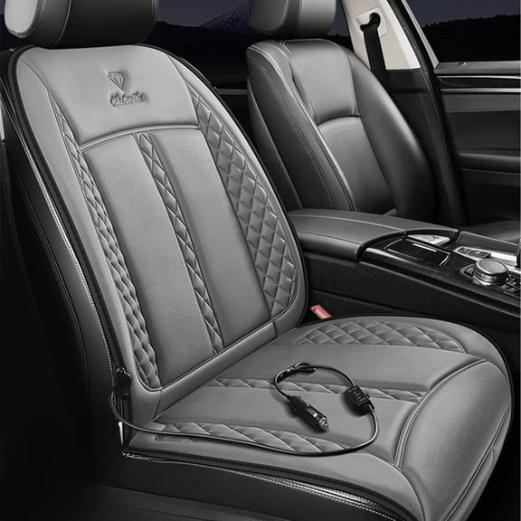 Quick Heating Car Seat Cushion - Universal Heated Winter Cover for Cars, Trucks, and SUVs - 23.6x19.6in Black Cloth with Easy Installation - Provides Warmth, Comfort