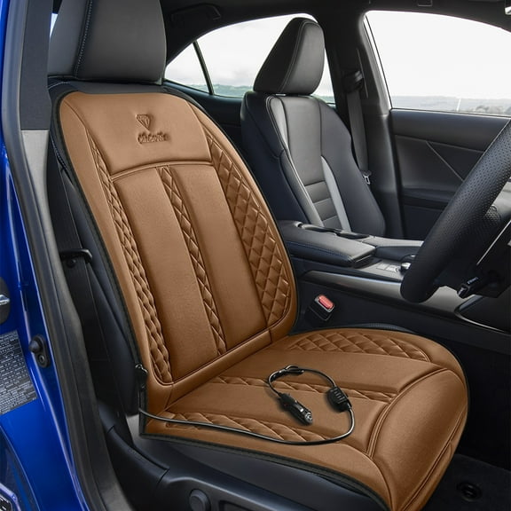 Quick Heating Car Seat Cushion - Universal Heated Winter Cover for Cars, Trucks, and SUVs - 23.6x19.6in Black Cloth with Easy Installation - Provides Warmth, Comfort