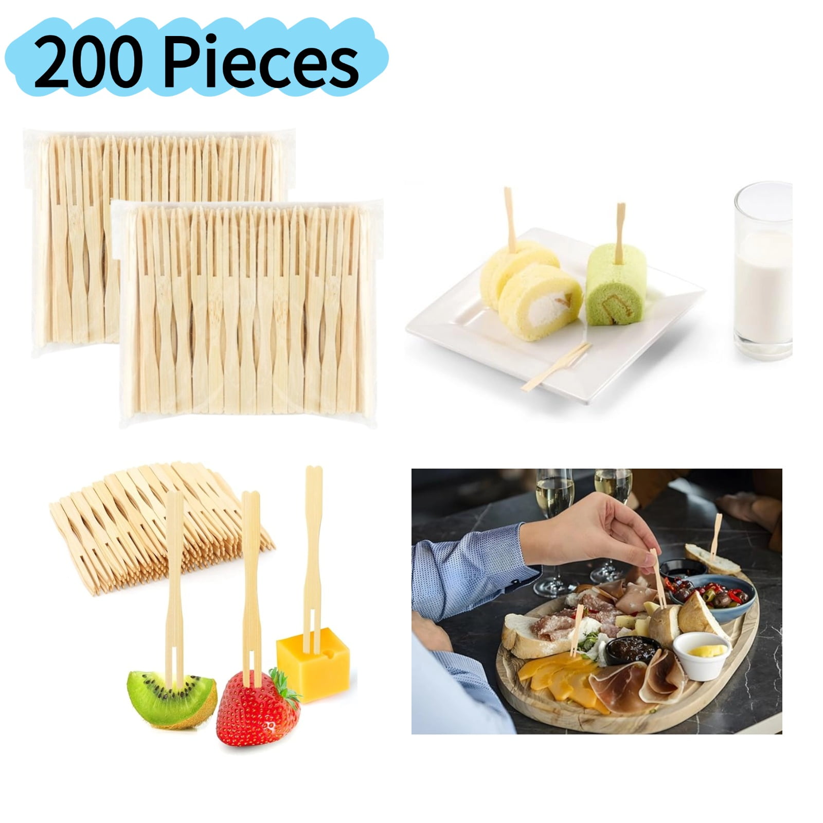 ZHAOJ005 3.5 Inch 200 Pcs Cocktail Picks Appetizer Bamboo Wooden Mini