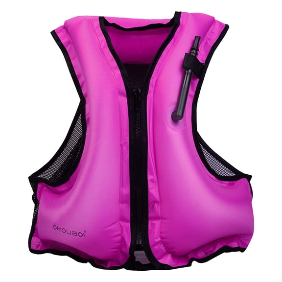 Quick-Inflate Inflatable Snorkel Vest, Adjustable Polyester PVC Buoyancy Jacket, Lightweight Floating Aid for Swimming Kayaking Paddle Boarding (Pink)