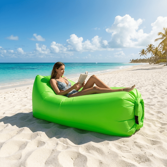 Quick Inflate Portable Inflatable Lounger, Heavy Duty Outdoor Camping Sofa Chair, Foldable PVC Inflatable Couch, Compact Lightweight Air Sofa for Beach, Music Festival, Hiking & Travel, Comes with Ca