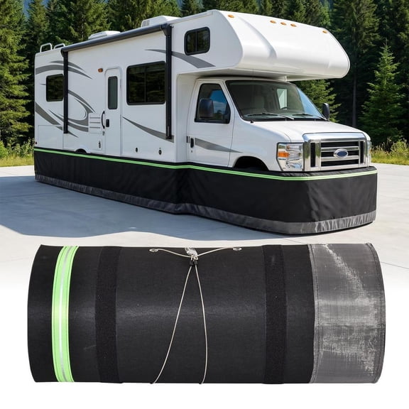 Quick Install Camper Skirting Underbelly Cover, Iron Mesh Bottom for Snow and Wind Protection, 2.6 ft Tall x 65.6 ft, All Weather RV Skirt for Winter