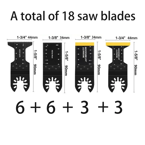 Quick Installation & Removal Tool for Woodworking,Heavy Duty Titanium Swing Oscillating Multi-Blades Saw Blades Set,18Counts Multi-functional Cutting Blades Set,Hardware Power Tools Accessories.