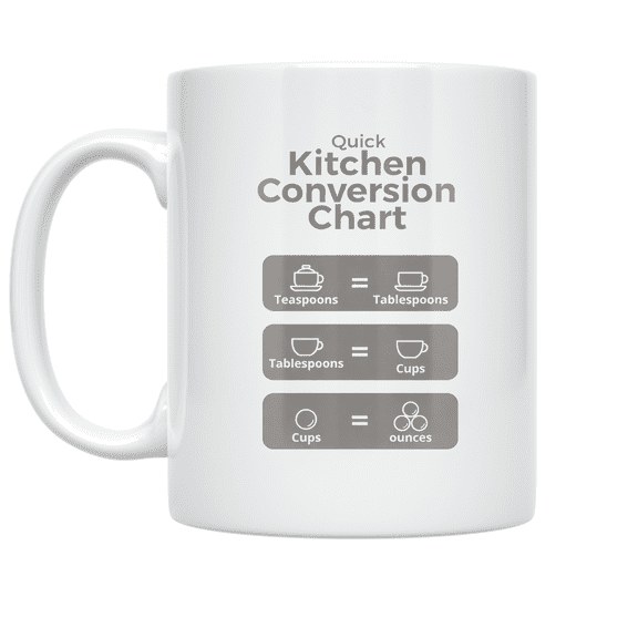 Quick Kitchen Conversion Chart - Cooking Enthusiast - 11 oz Ceramic Coffee Mug