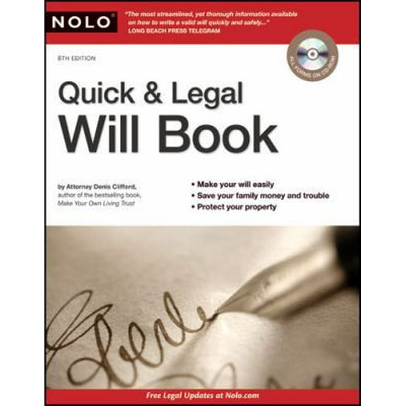 Pre-Owned Quick & Legal Will Book (Paperback) 1413313892 9781413313895
