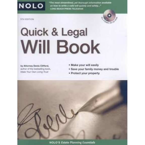 Pre-Owned Quick & Legal Will Book (Paperback) 1413308619 9781413308617