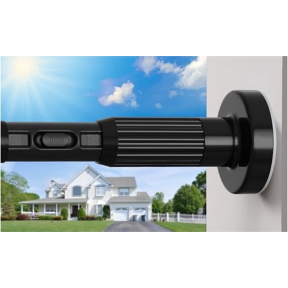 Quick Lock Tension Curtain Rod - Extra Long 39 to 122 Inch Heavy Duty No Drill Adjustable Spring Rod, 723 Lbs Support Rustproof Steel for Patio Bathroom Window Room Divider, Black